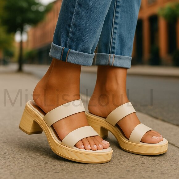Nisolo Shoes - Nisolo Ellie All-Day Clog Leather Sandals Size 11 NEW - Bone color